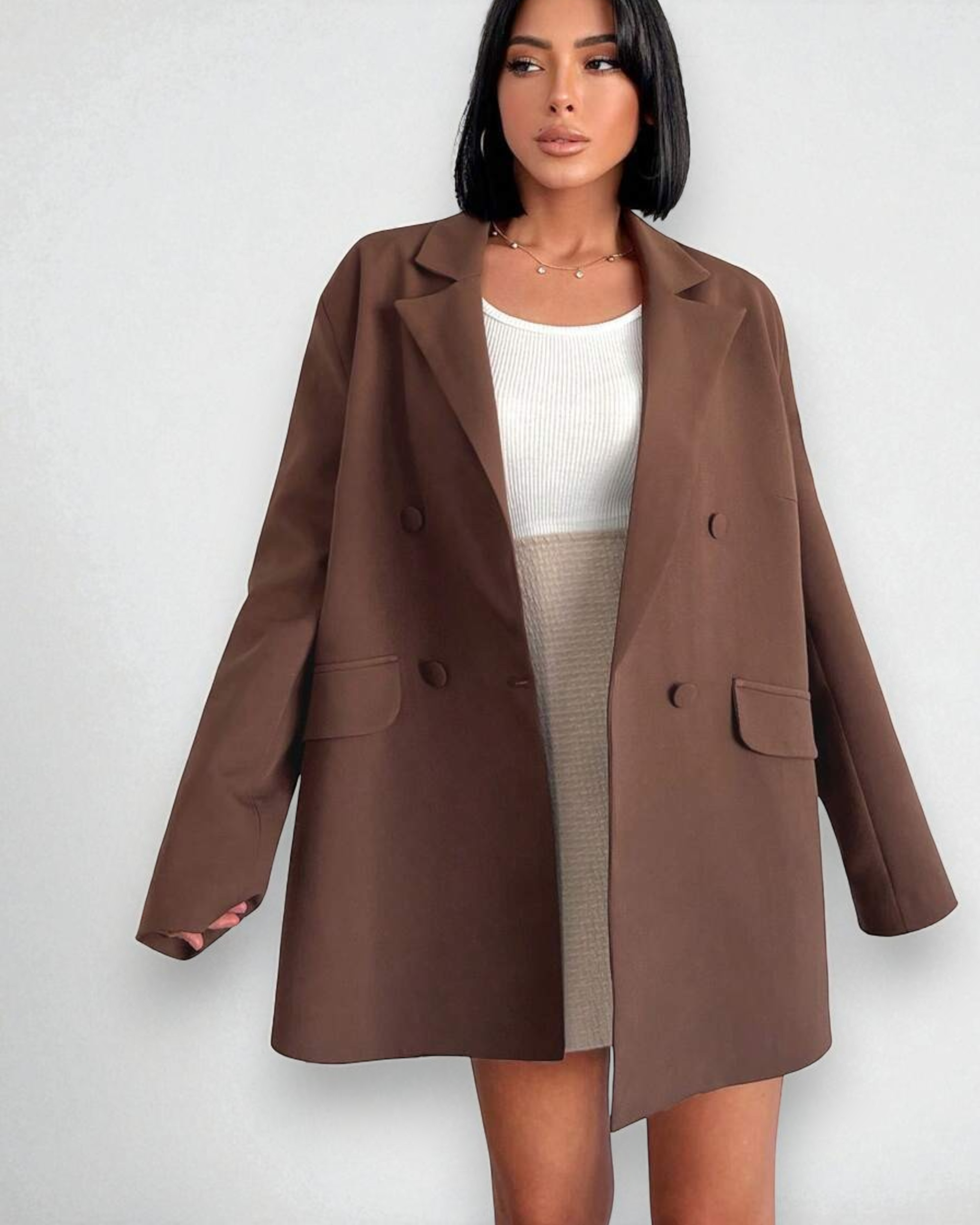 Liora™ | Double-Breasted Flap Detail Blazer