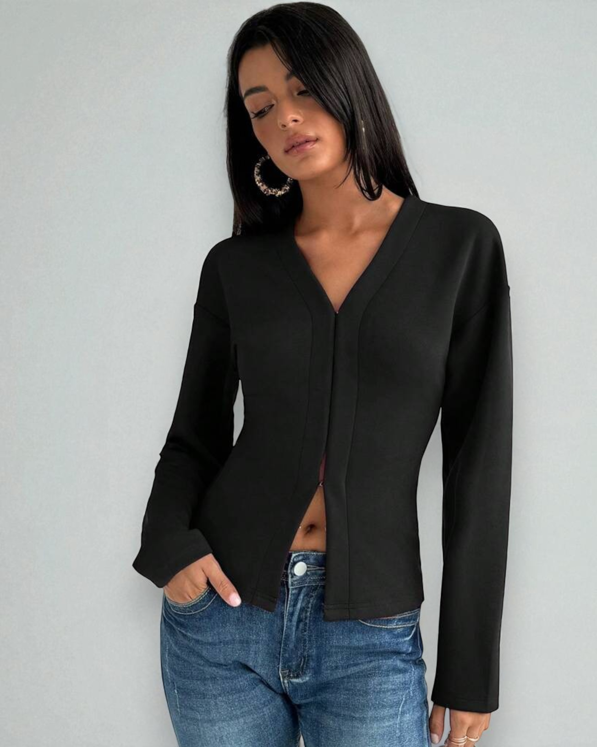 Liora™ |  Retro V-Neck Blouse
