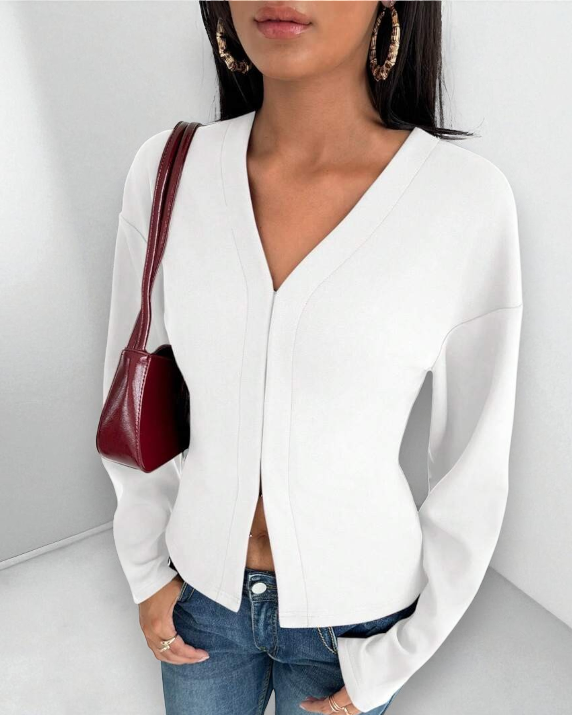 Liora™ |  Retro V-Neck Blouse
