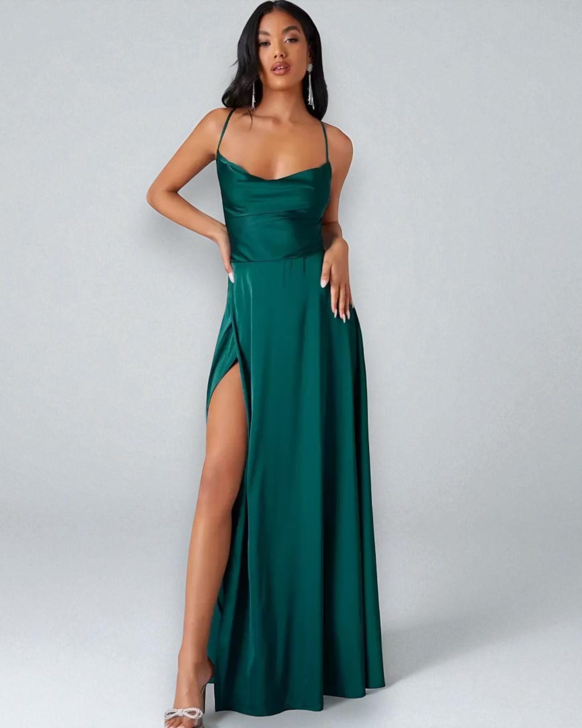 Liora™ |  Draped Satin Wrap Dress