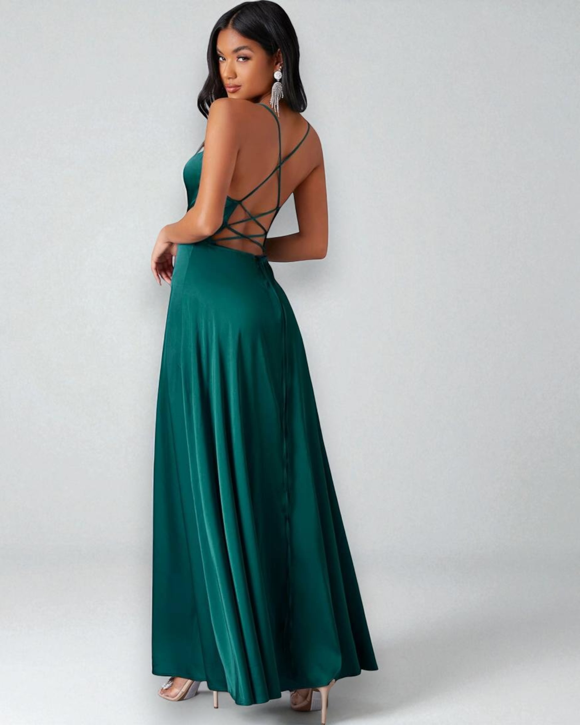 Liora™ |  Draped Satin Wrap Dress