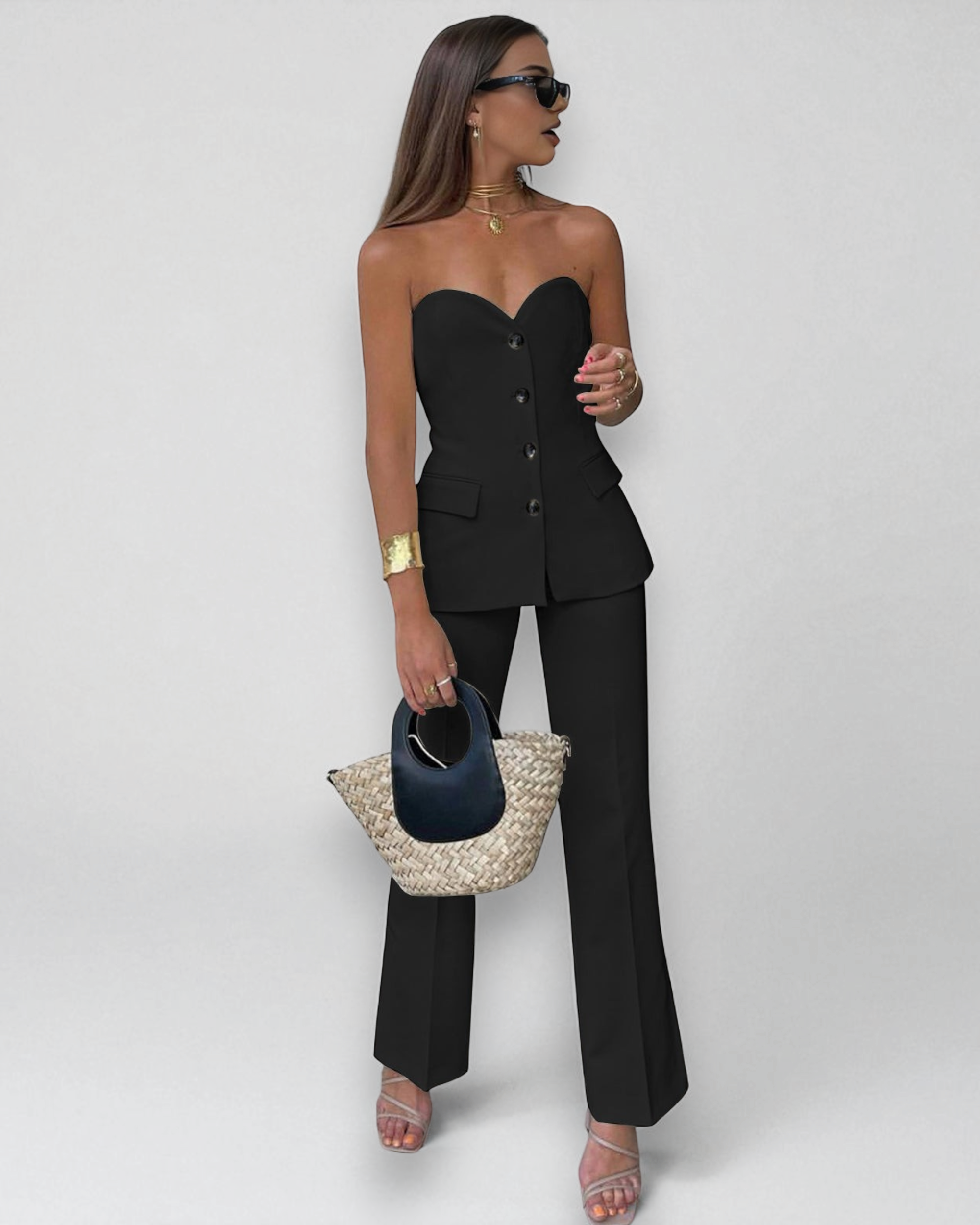 Liora ™ | Two-piece Set With Corset Top And High-Waisted Trousers