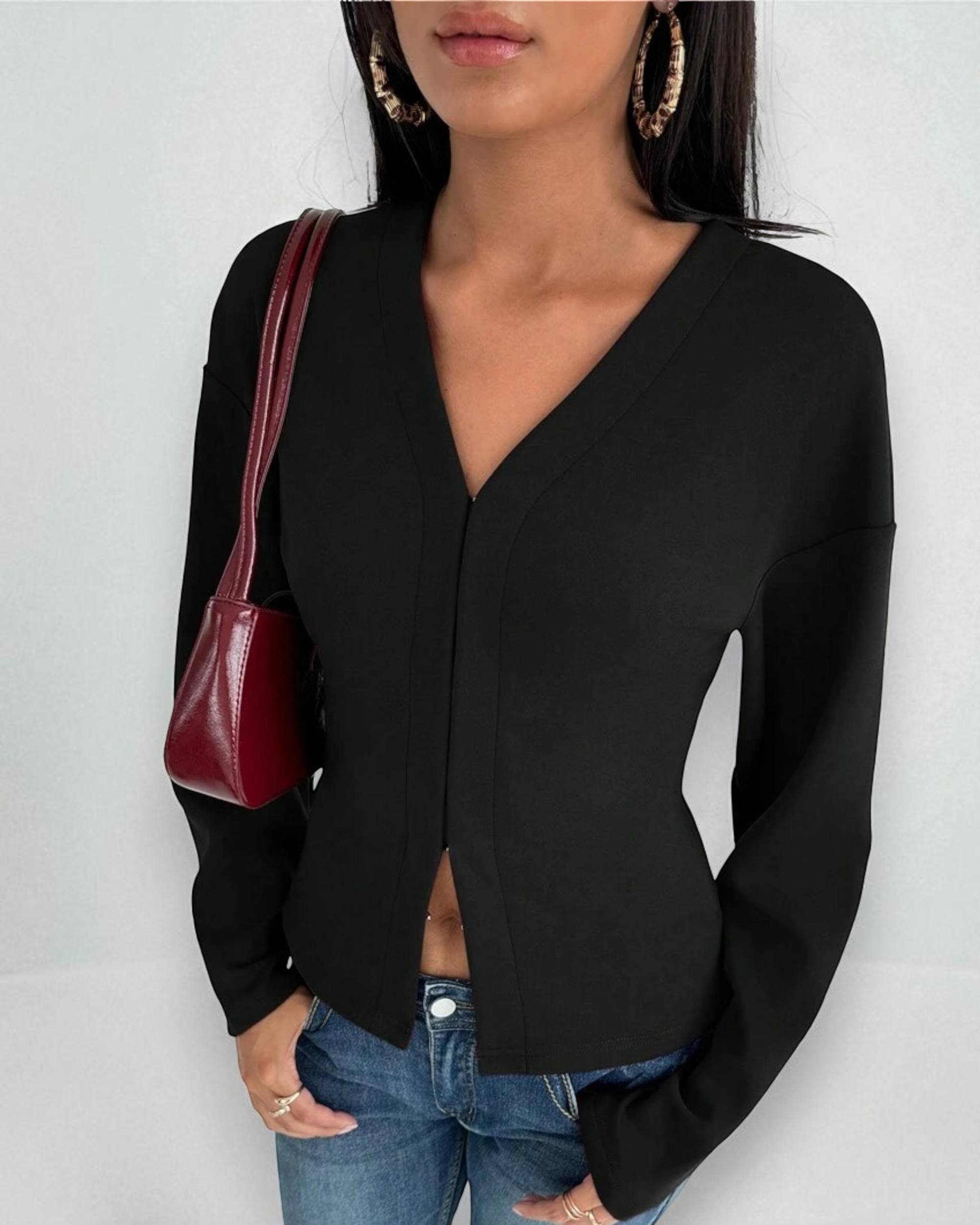 Liora™ |  Retro V-Neck Blouse
